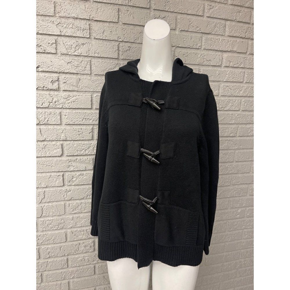 Ralph Lauren Black Chunky Long Sleeve Sweater with Hoodie Size M